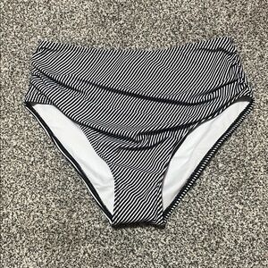 Striped High-Waisted Bikini Bottom